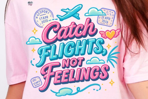 Catch Flights Not Feelings PNG: Your Ultimate Girls Trip Design Asset