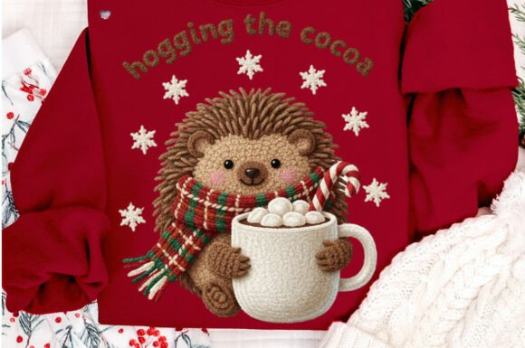 Crochet Christmas Hedgehog PNG Yarn for Holiday Crafts