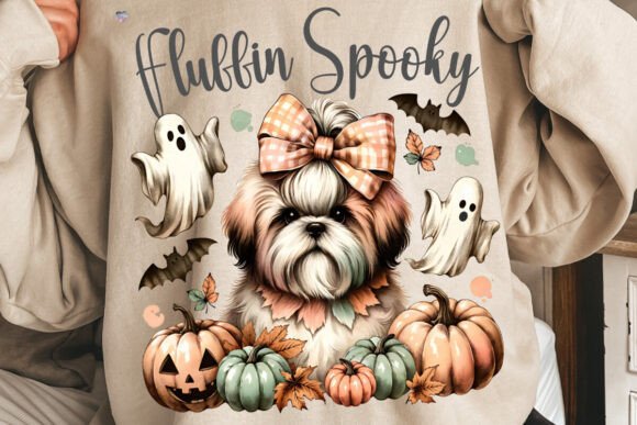 Cute Shih Tzu Halloween PNG Clipart: Vintage Fall Designs