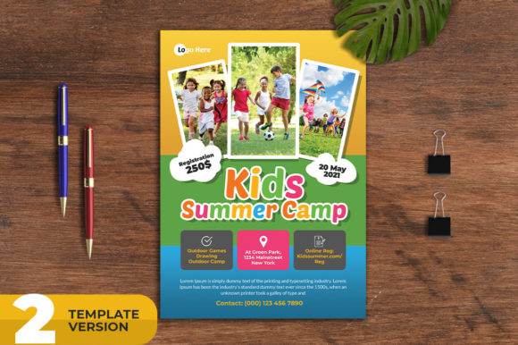 Design Vibrant Kids Summer Camp Flyers & Social Media Banners