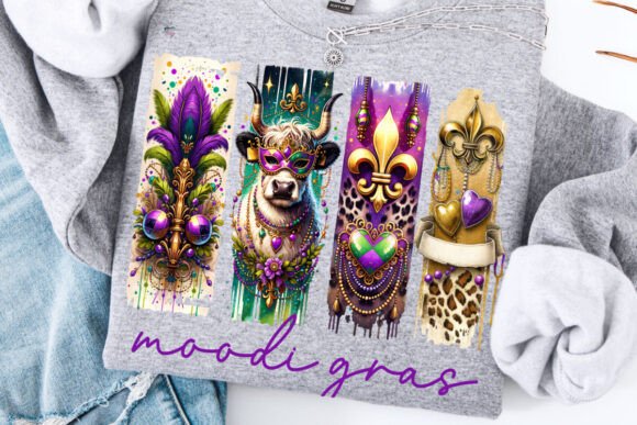 Mardi Gras Highland Cow PNG: A Brushstroke of Festive Charm