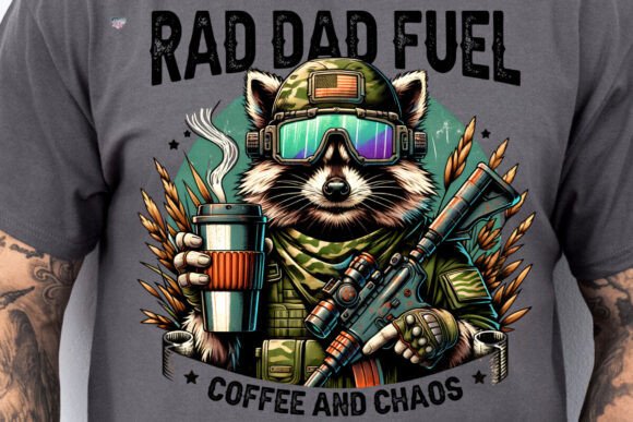 Rad Dad Fuel PNG: The Hunting Raccoon Design for Outdoor Gear