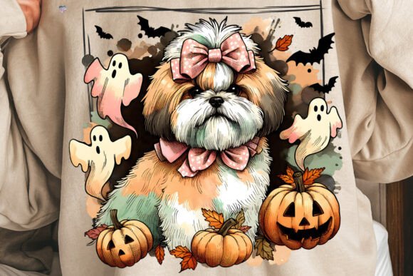 Spooky-Cute Designs: The Halloween Shih Tzu PNG You Need