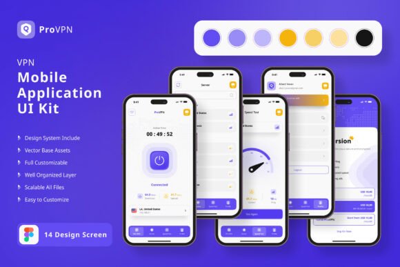 Streamline Your App Design: The VPN Mobile UI KIT