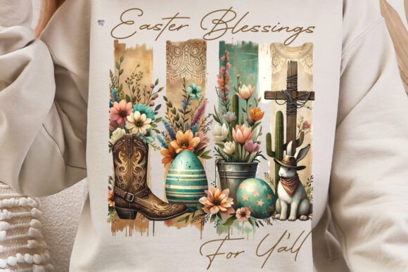 Western Easter Bunny Brushstrokes PNG: Rustic Holiday Charm